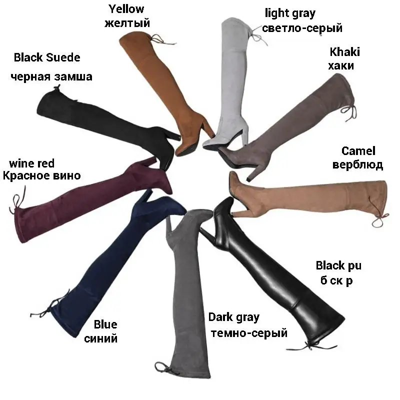 

CDAXILAN new arrivals over the Knee Boots Women Faux Suede Thigh High Boots 9cm high-heel Stretch Slim Sexy Ladies Winter Boots