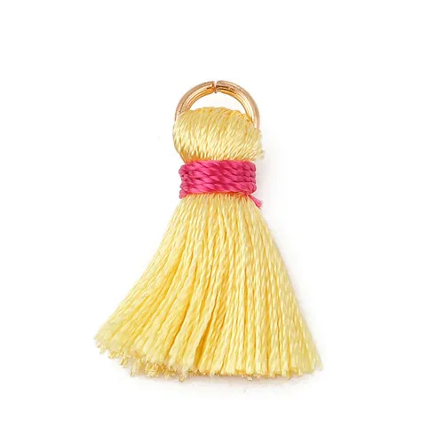 Yellow Doreenbeads Rayon Tassel Charms Multi color 7/8"l- 7/8"long 10 PCs For Diy Jewelry DIY Bracelet Necklace Earring Accessories - Окраска металла: Yellow