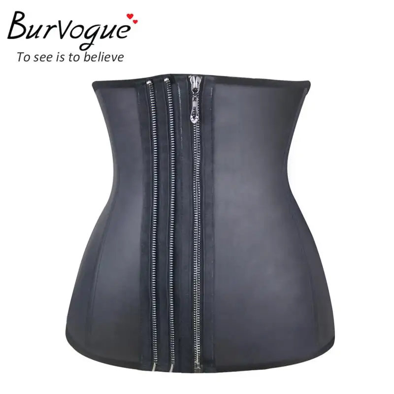 Женский латексный корсет Burvogue черный утягивающий на молнии с 3 корсетами под