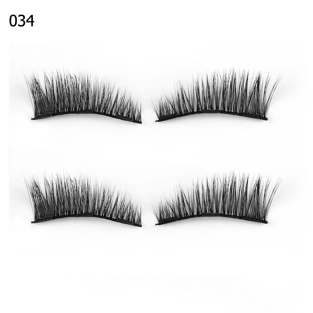 Style 034 4 шт. тройные магнитные накладные ресницы Инструменты для наращивания ручной работы без клея полный охват толстые длинные ресницы для женщин инструмент для макияжа глаз - Цвет: Style 034