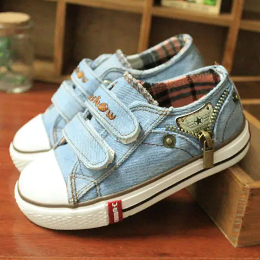 D661 sky blue 14 видов, Новое поступление, Размеры 25-37, детская обувь, Детские парусиновые кроссовки, джинсы для мальчиков, ботинки на плоской подошве для девочек, джинсовая обувь с боковой молнией - Цвет: D661 sky blue