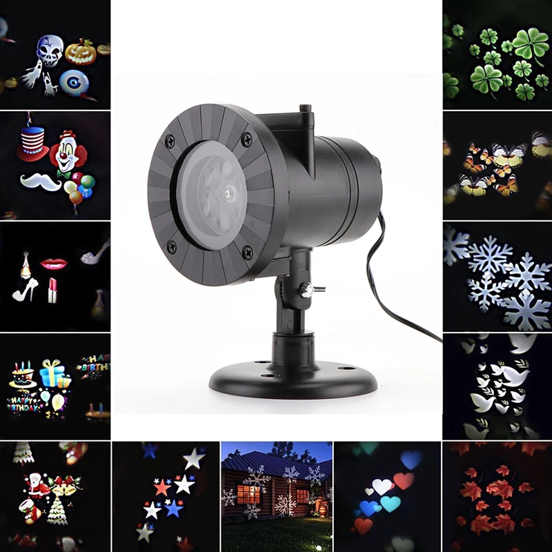 

12 Slides Xmas Decorative Projector Lights Christmas Laser Snowflake Projector Indoor Outdoor LED Waterproof Landscape Lights