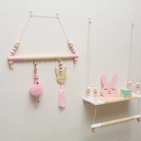 ins nordic wood key rack hook stick wall hang beads hanger child nursery room decoration clothing hat photography home craft 4