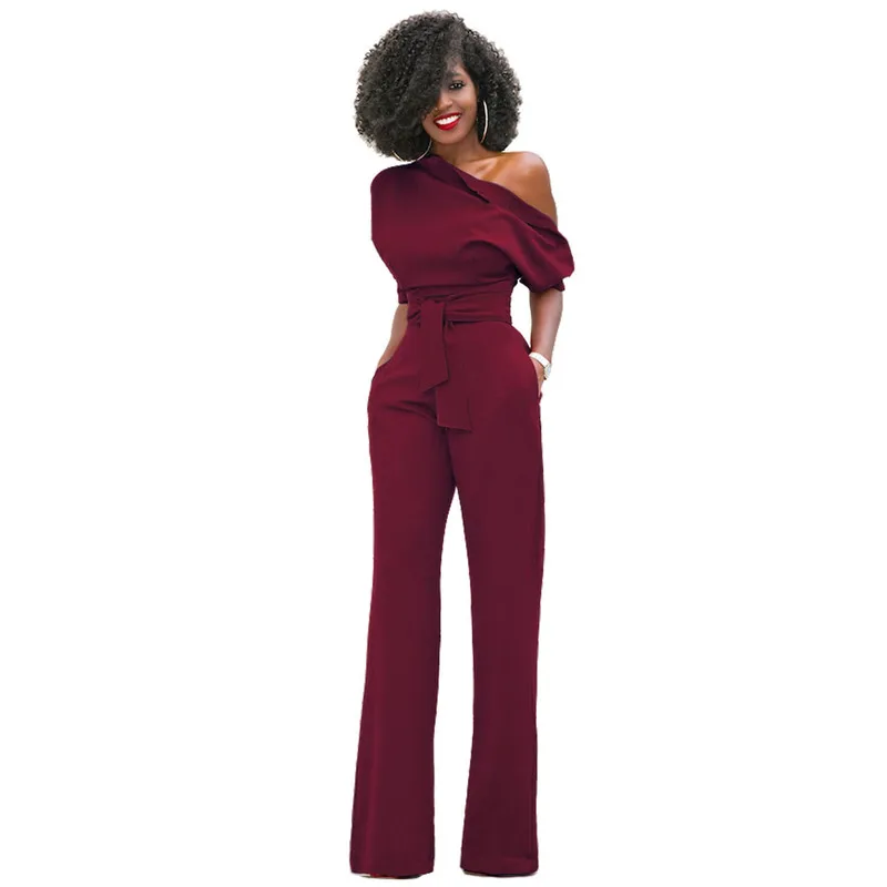 2018 Autumn New Fashion Off the Shoulder Elegant Jumpsuits Women Plus Size Rompers Womens Short Sleeve Female Overalls | Женская одежда