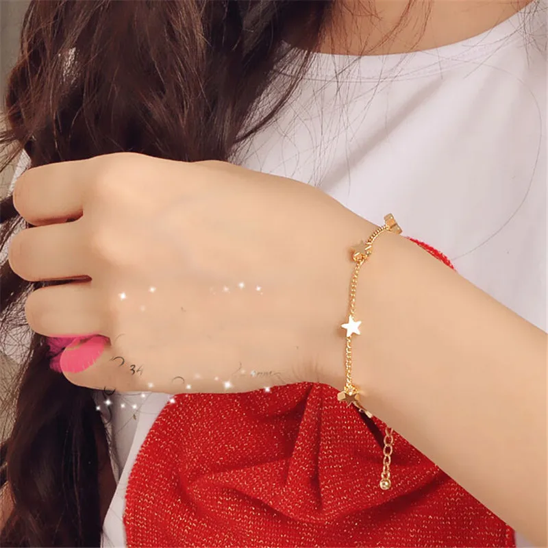 Модный браслет с 5 сердечками для милых и девушек золотой цепочкой | Украшения