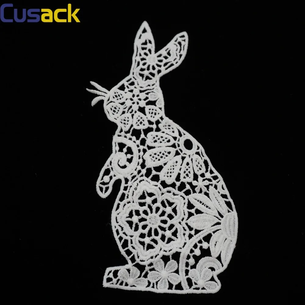 Cusack белый кролик животное Кружева Аппликация ручной работы DIY одежды платье
