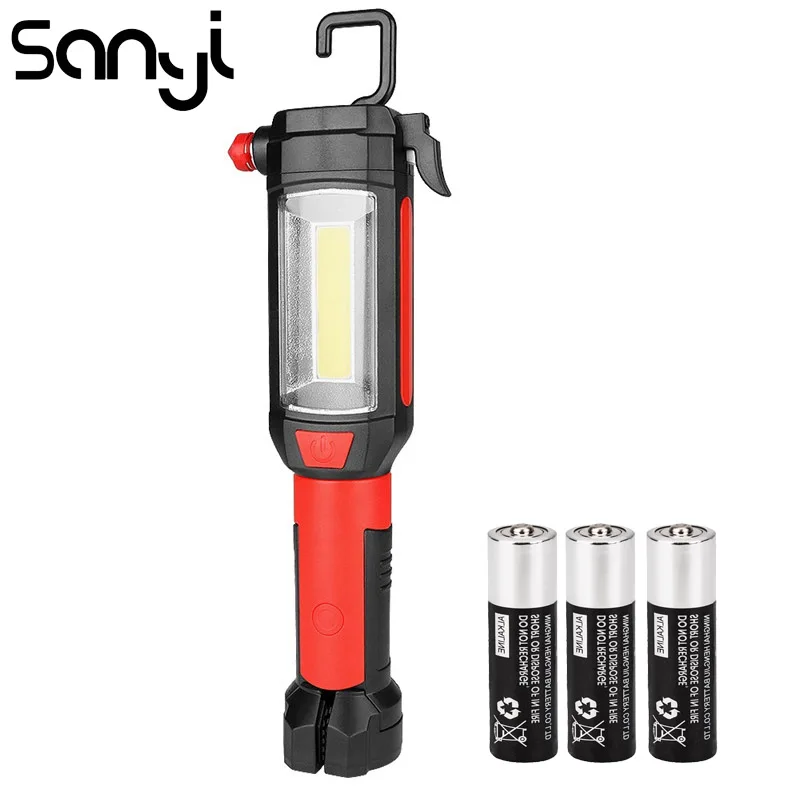 

SANYI 2 Modes Flashlight Torch 3800 Lumen Portable Lantern by 3*AAA Battery Magnetic Hanging Hook Working Camping Lamp