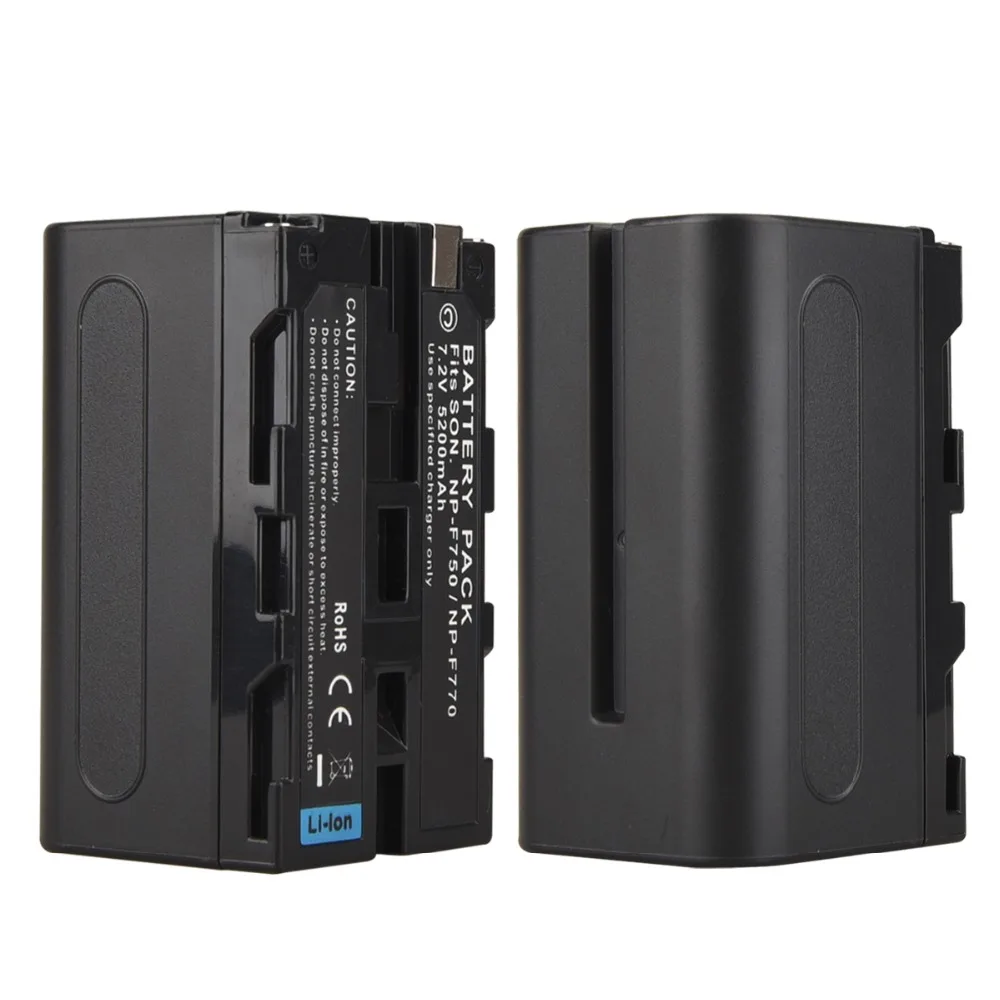 Высокая емкость 2x5200 mAh NP-F750 NP-F770 батарея + USB зарядное устройство для Sony камеры |