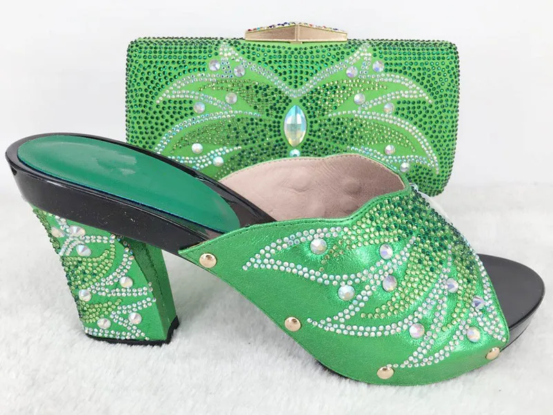 Новое Прибытие Королевский Синий Цвет Дамы Shoe and Bag Набор украшенный Бриллиантами