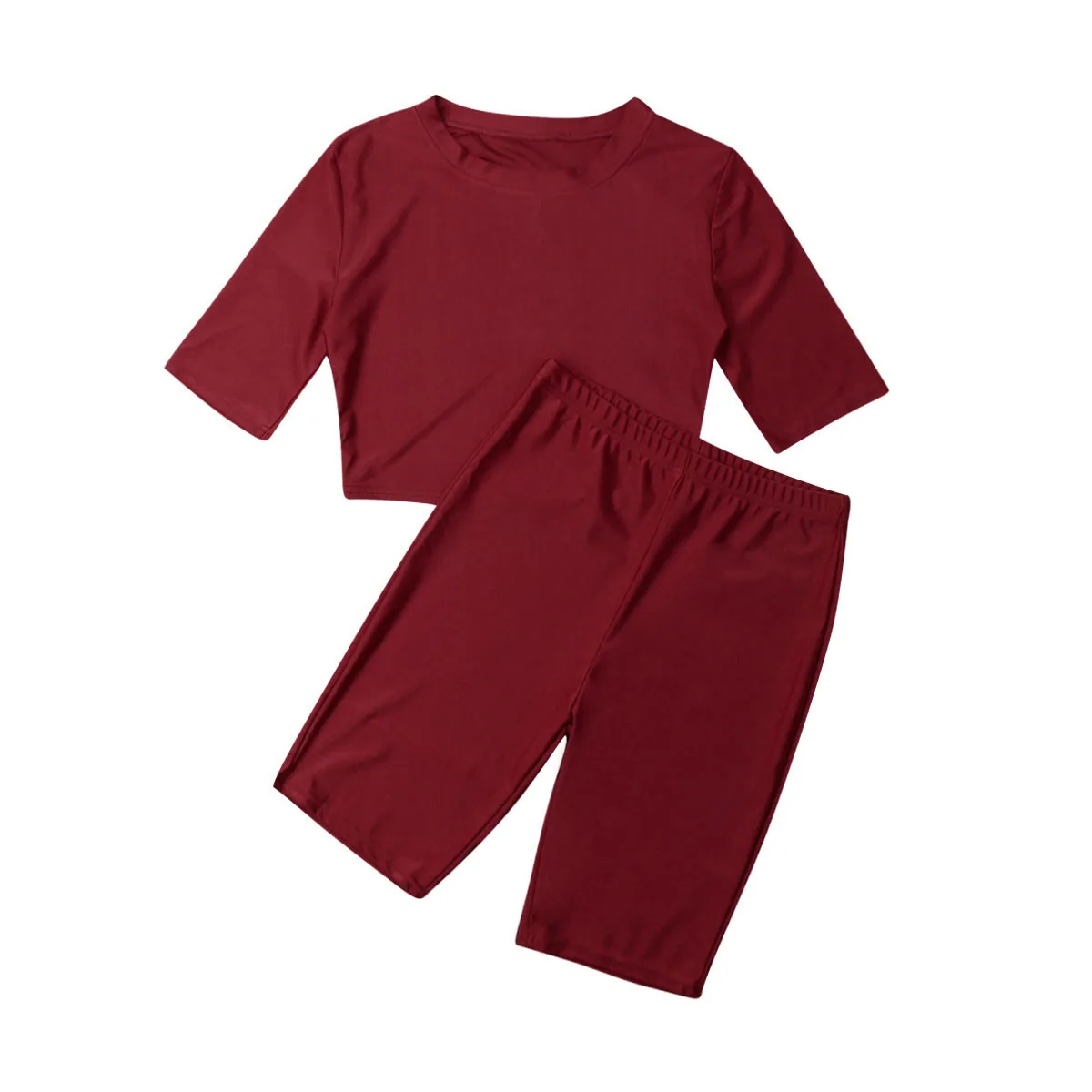 

Hot Girl Tight Navel Top Shirts +Shorts Sexy Night Club Short Sleeve Crop Tops Legging Sweatpants Stretch Sport Tracksuit Women