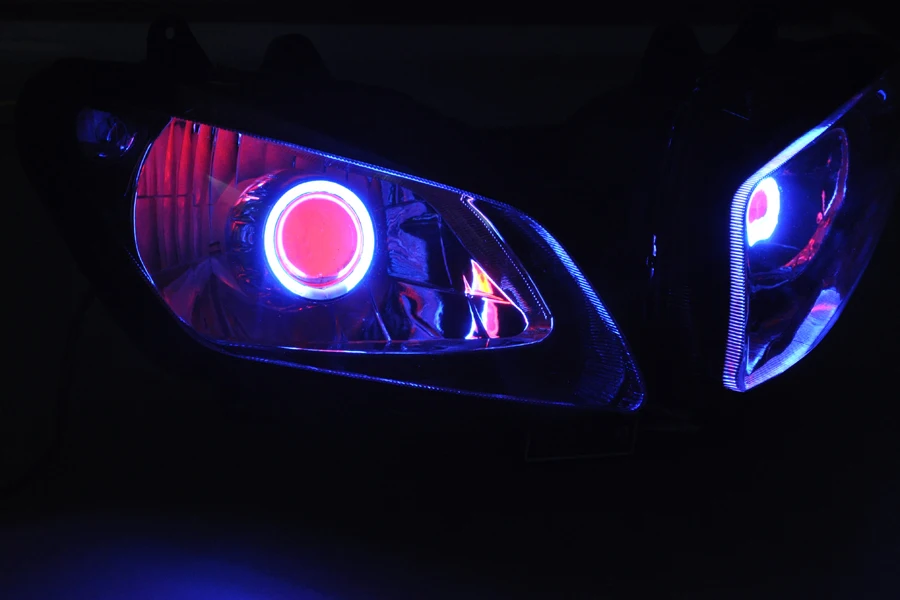 

Wotefusi ABS Projector Lamps Headlight Blue Angel Eye+Red Devil Eye For YAMAHA YZF1000 R1 02-03 2002 2003 [DD11-BR]