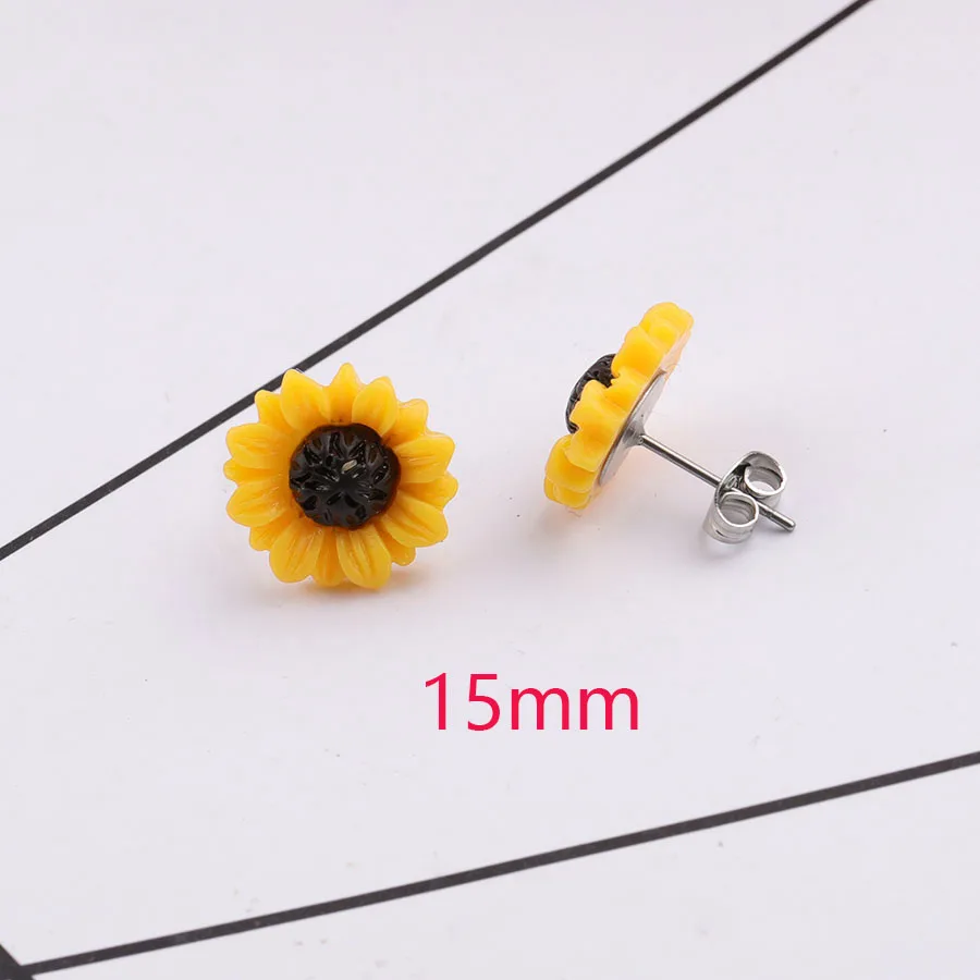 15mm Fnixtar золотые серьги в форме подсолнечника женские ромашки цветок серьги-шпильки цветок серьги с изображением хризантемы подарок оптом 20prs/лот - Окраска металла: 15mm