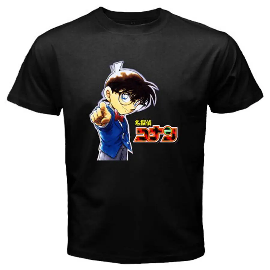 New Detective Conan Case Closed Anime Manga Men's Black T-Shirt Size S to 3XL | Мужская одежда