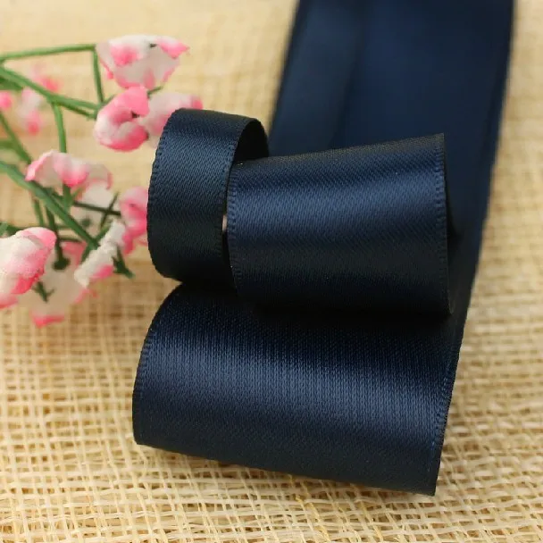 

Dark Navy Blue Double Side Satin ribbon 1 inch 25mm 100 yard /roll