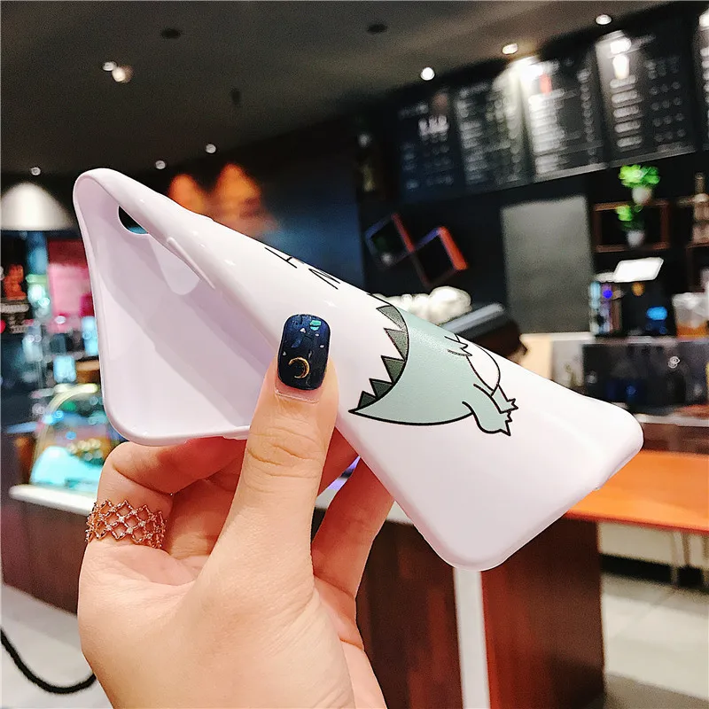 Мультяшная веселая маленькая динозавриха для iPhone 6 6S 7 8plus X Xs Xr Xsmax парная мягкая защитная оболочка для мобильного телефона.