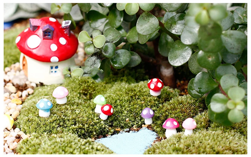 20pcs/set Cute DIY Resin Fairy Garden Craft Decoration Miniature Micro Gnome Terrarium House Mediterranean Mushroom Cast | Дом и сад