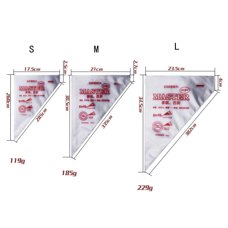 100 шт. одноразовый мешок для теста глазурь кондитерский крема торта Кондитерские