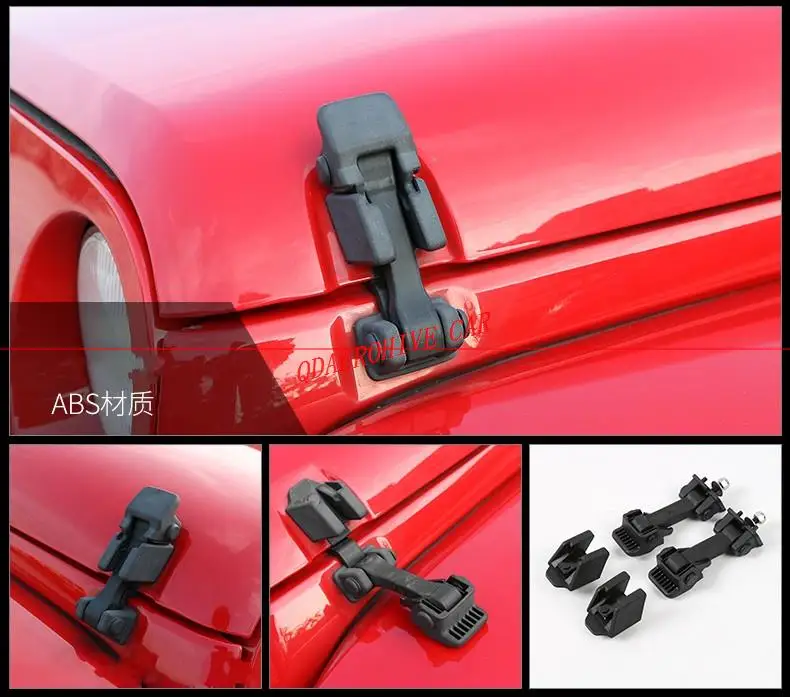 QDAEROHIVE 2x Car Hood Catch Lock Latches Buckle ABS Fit For Jeep Wrangler JK Unlimited 2007-2017