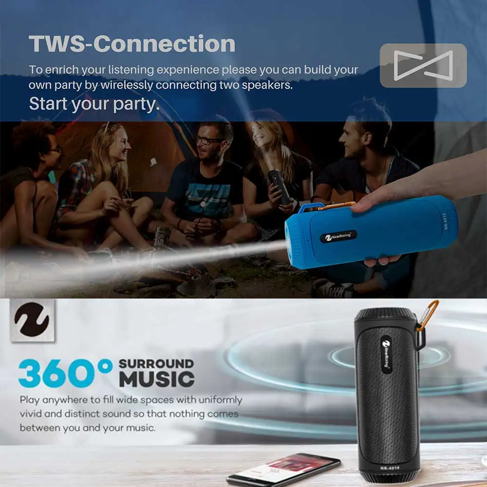 Портативный беспроводной Велосипедный динамик с фонариком tf картой мощный бас и