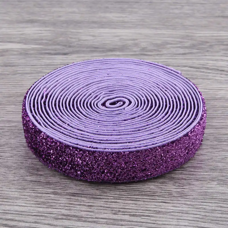 purple 10 ярдов, 5/8 дюймов, Радужные Блестки, складывающиеся на эластичную ленту для детей, аксессуары для волос, эластичные повязки на голову для девочек, галстуки для волос, бант для волос - Цвет: purple