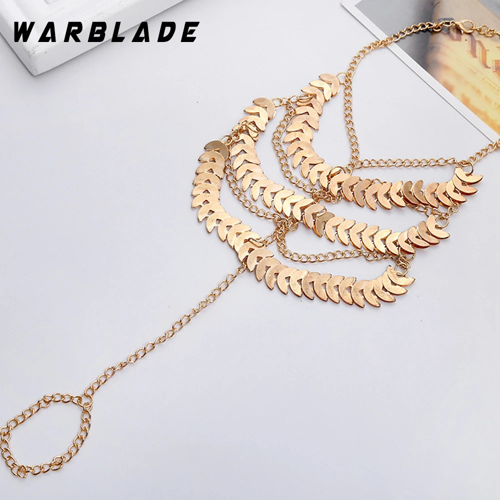 WarBLade 2019 Summer Beach Exaggerated Gold Anklet Multilayers Tassel Chain Ankle Bracelet For Women Sandal Foot Jewelry | Украшения и