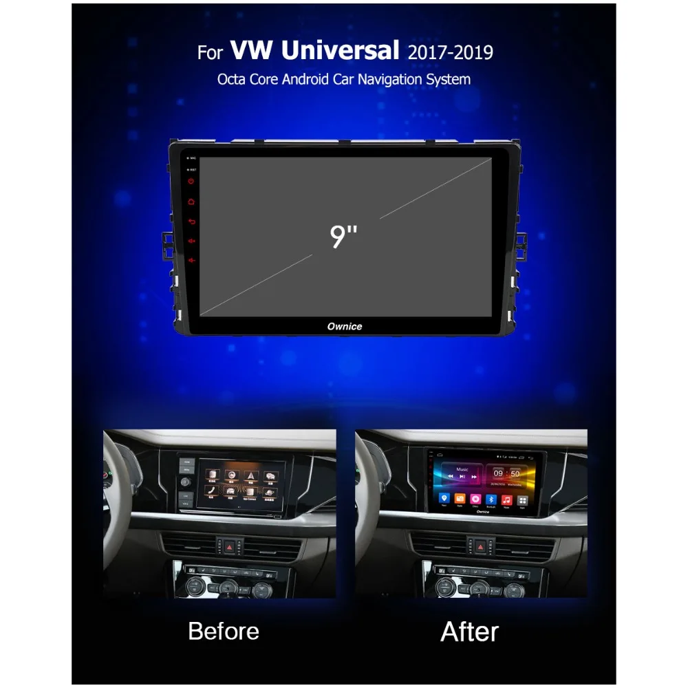 Автомобильный DVD проигрыватель плеер 9 дюймов IPS Android 8 0 ядер 4 Гб + 32 ГБ GPS для VW Passat B6