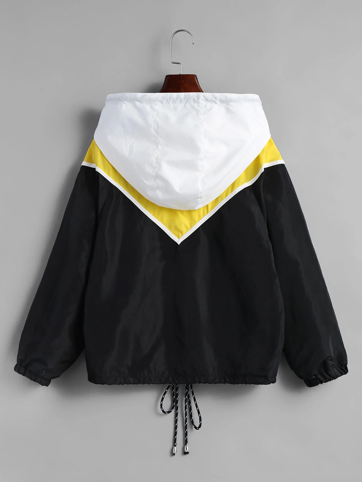 Nice Women Spring Coats Jackets Contrast Half Zip Hooded Windbreaker Outwear College Style Casual Basic | Женская одежда