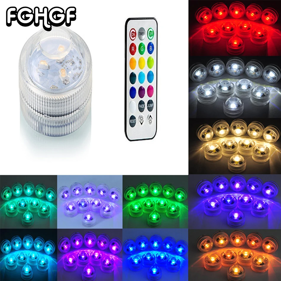 10 шт. погружной Цвет изменить светодио дный электрические свечи удаленного