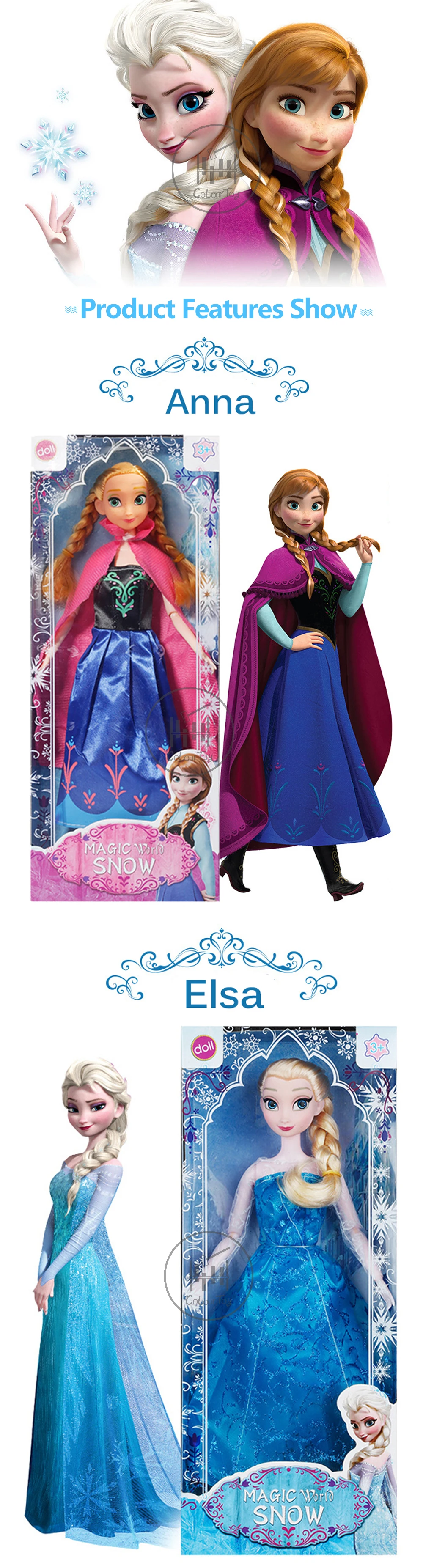 Disney оригинальные Детские Куклы Эльза Анна Принцесса мультфильм Замороженный Снежная королева детские игрушки для девочек Подарки на день рождения модели куклы