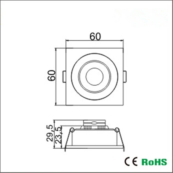 Квадратный Небольшой СВЕТОДИОДНЫЙ потолочный светильник 1 Вт 3 встраиваемый вниз