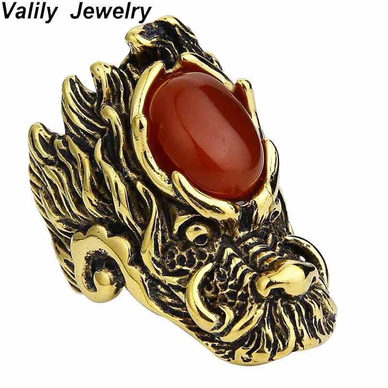 Мужское Винтажное кольцо с головой дракона из нержавеющей стали|cats eye ring|ring forbiker