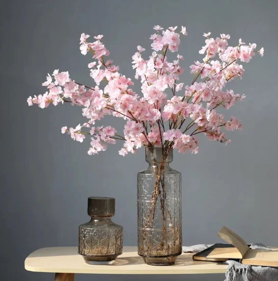 

American Country Blue Creative Embossed Glass Vase Personality Fashion Transparent Glass Vase Living Room Decorative Vase Q285