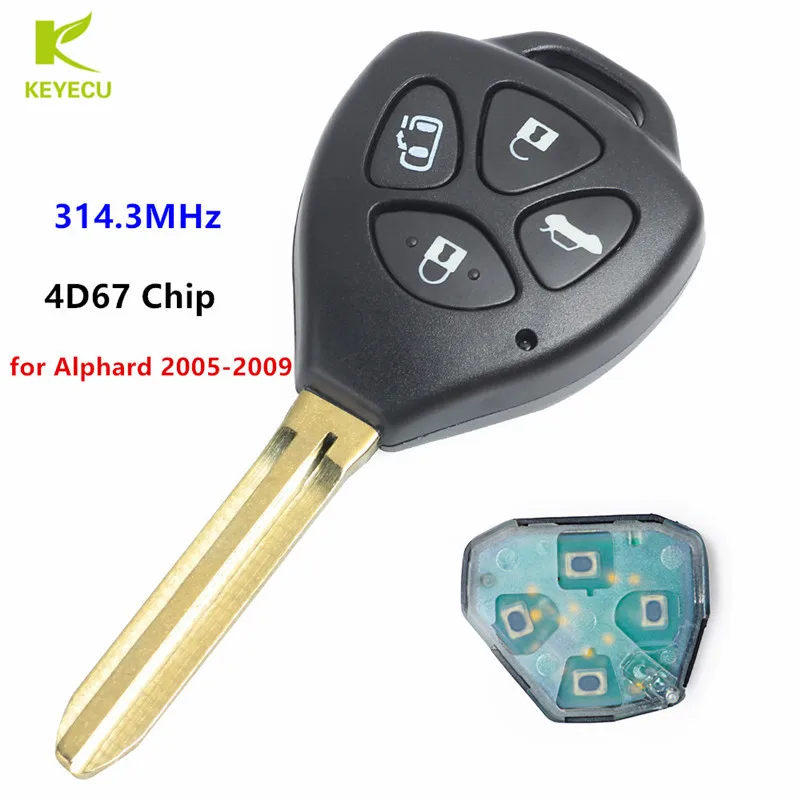 Запасной пульт дистанционного управления KEYECU с 4 кнопками чип 314 3 МГц 4D67 для Toyota