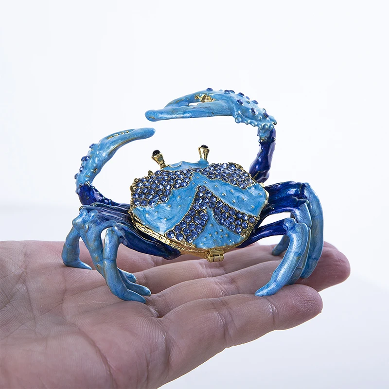 H& D ручная роспись Краб Bejeweled безделушка коробка навесной животное декоративный держатель кольца(коробочка) статуэтка в коробке для хранения ювелирных изделий домашний Свадебный декор