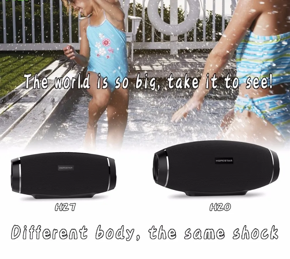 HOPESTAR IP4 H27 водонепроницаемый Bluetooth динамик беспроводной сабвуфер бас стерео для душа Mp3 плеер TF USB Мобильный Внешний аккумулятор функция
