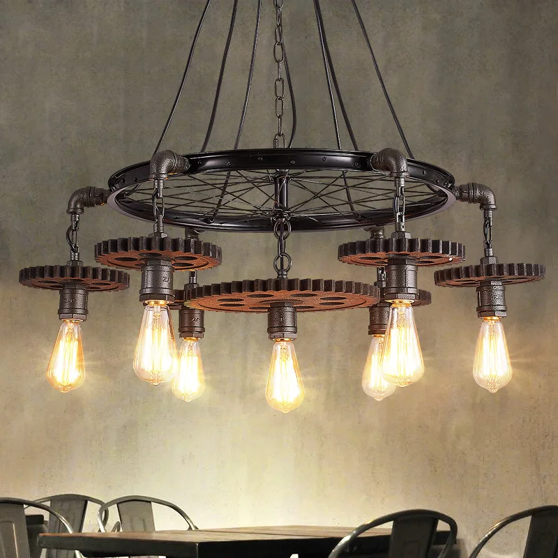 

Gear 1/3/5/7 heads pendant lamps theme restaurant cafe bar personality industrial wind Iron Retro industry Loft lights ZA