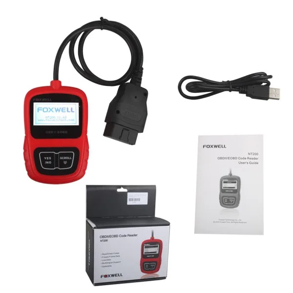 Бесплатная Доставка FOXWELL NT200 CAN OBDII/EOBD Авто CODE Reader NT 200 Multi языки Обновление