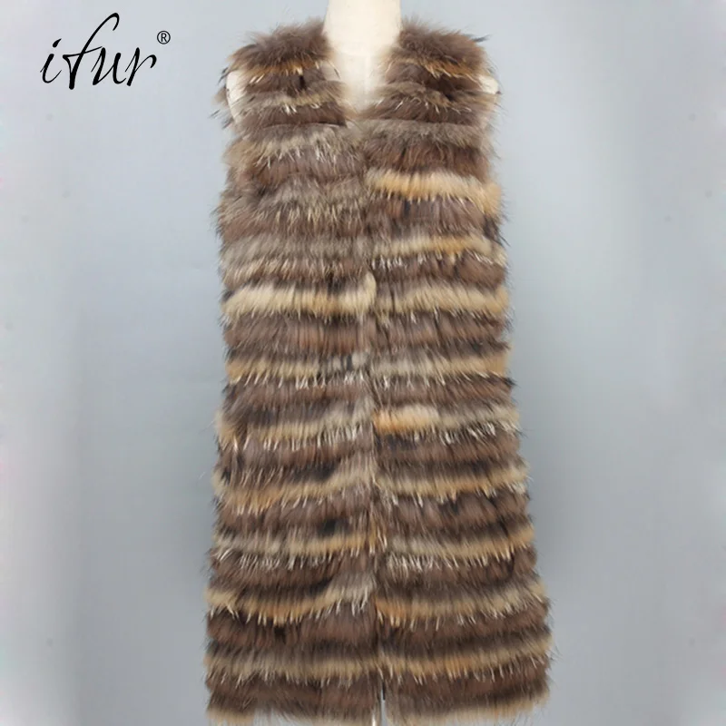 Женский Длинный жилет из меха енота зимний натурального 2021|style vest|veste stylefur vest |