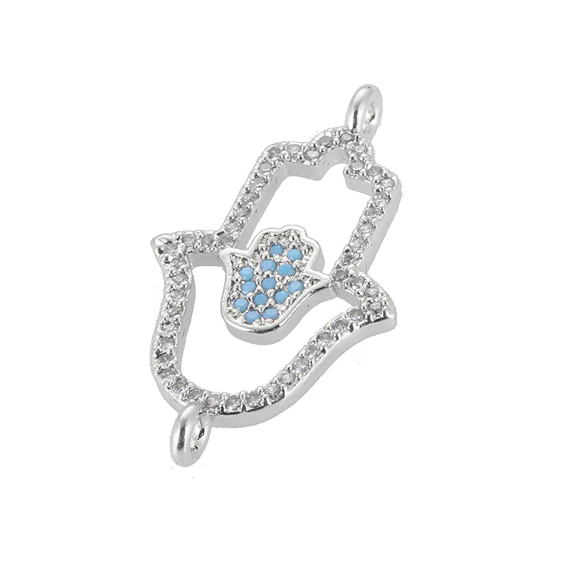 White Gold Juya DIY аксессуары для ювелирных изделий, принадлежности для рук Хамса, сглаза, очаровательные соединители для женщин и мужчин, классический турецкий материал для изготовления ювелирных изделий - Цвет: White Gold