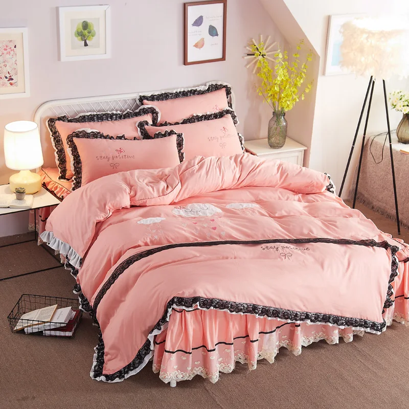 Комплект постельного белья принцессы A4 хлопок пододеяльник + юбка для кровати