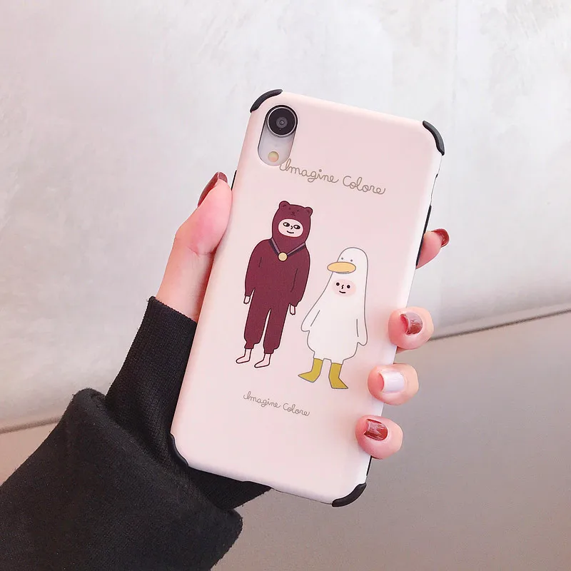 Funny Happy Duck Phone Case For iphone XS Max XR X 6 6s 7 8 plus Cases MAX Cover Cartoon Soft Copa |
