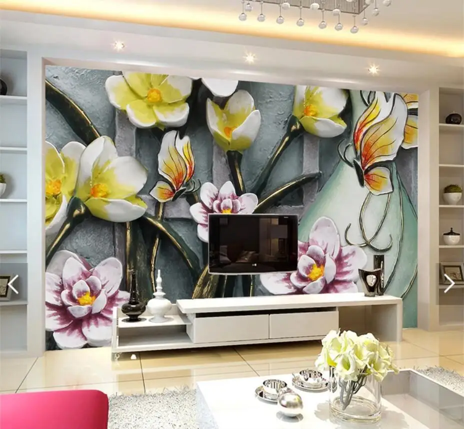 3D стерео тисненый цветок настенная бумага настенные бумажные рулоны