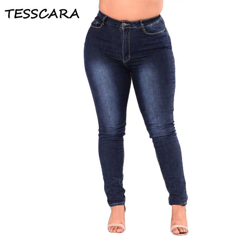 Women Skinny Slim Pencil Bas Jeans Female Big High Waist Pants Lady Plus Size 2XL-7XL Bottom Causal Elasticity Denim Clothing | Женская