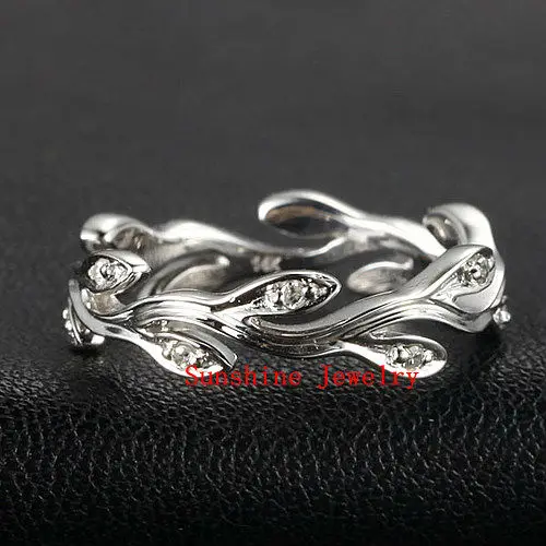 Full Eternity VINE Solid 14k White Gold Natural Diamond Engagement Wedding Band Ring | Украшения и аксессуары