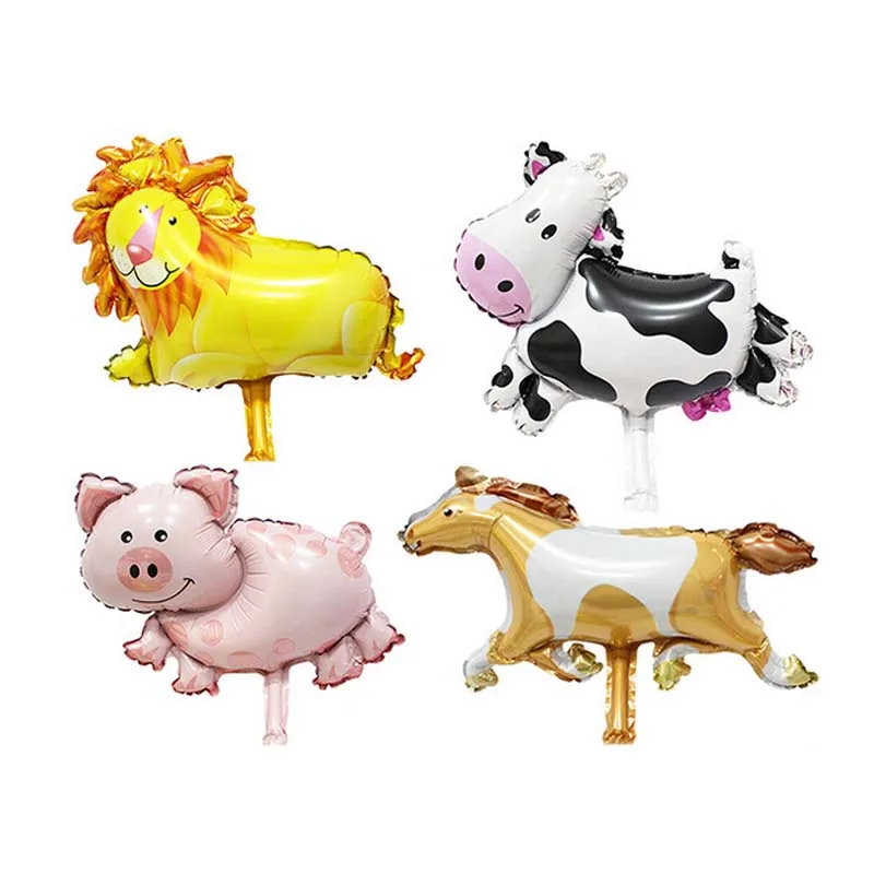 Mini cows pig horse lion Foil balloon birthday party activities kindergarten decoration cartoon toy wholesale | Дом и сад