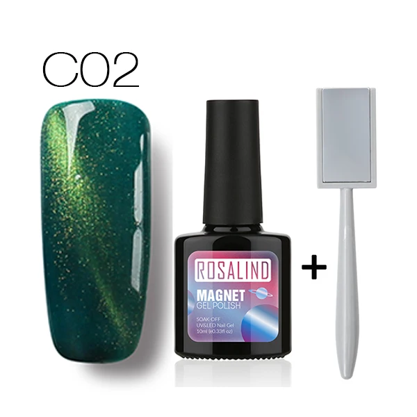 C02 with Magnet Rosalind 10 мл кошачий глаз лак для ногтей Отмачивание высококачественное покрытие 1 цвет с 1 магнитная палочка - Цвет: C02 with Magnet