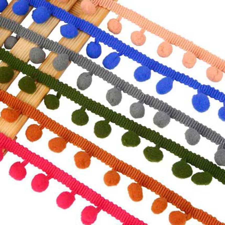 DIY Craft 20yards/lot Pompom Trim Pom Decoration Tassel Ball Fringe Ribbon Home Material Apparel Sewing Accessories | Дом и сад