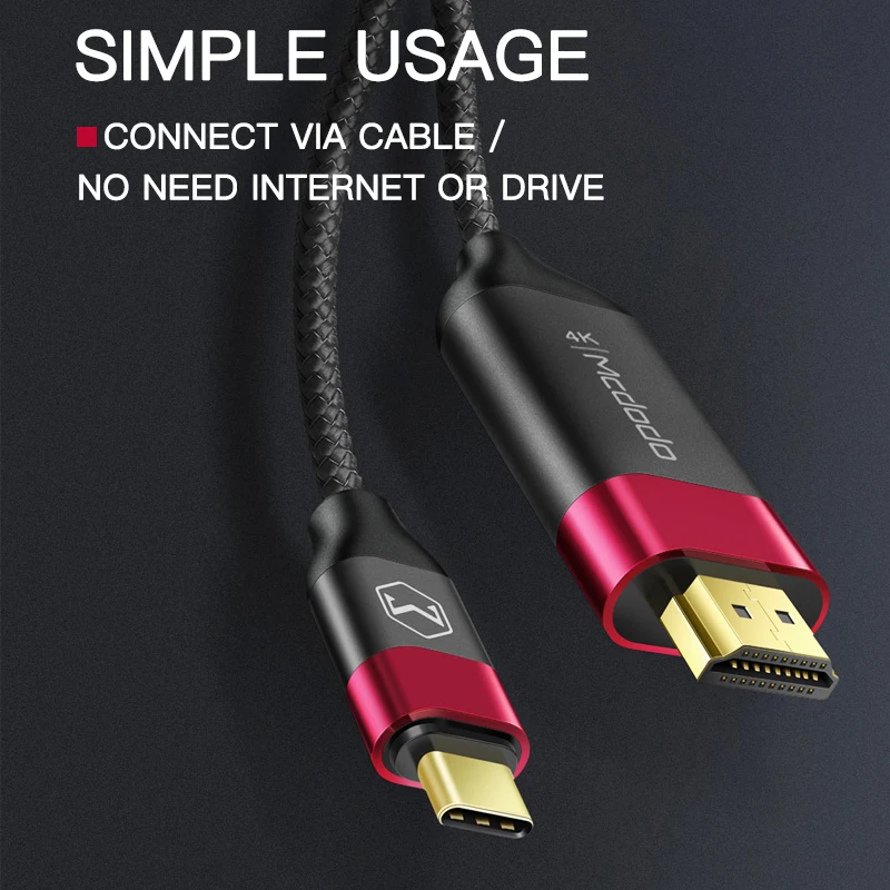 Кабель Mcdodo HDMI 4K HD Audio 2 м USB C-HDMI Thunderbolt3 для MacBook Samsung Huawei Mate 30 P20 Pro адаптер | Мобильные