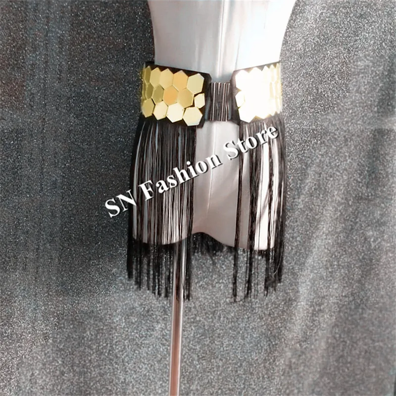 EC17 Ballroom dance silver mirror costumes gold color belt flash stage show wears dresses dj disco bar party waistband | Дом и сад