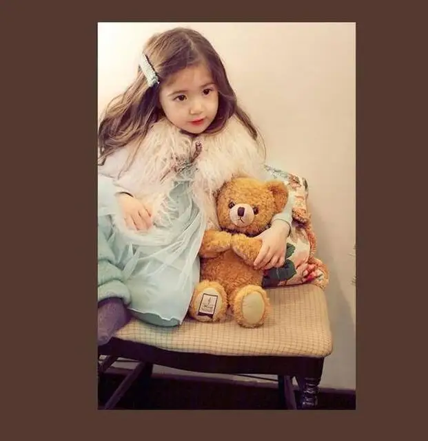 Милый жилет для девочек Меховой теплые жилеты пальто без рукавов детская верхняя